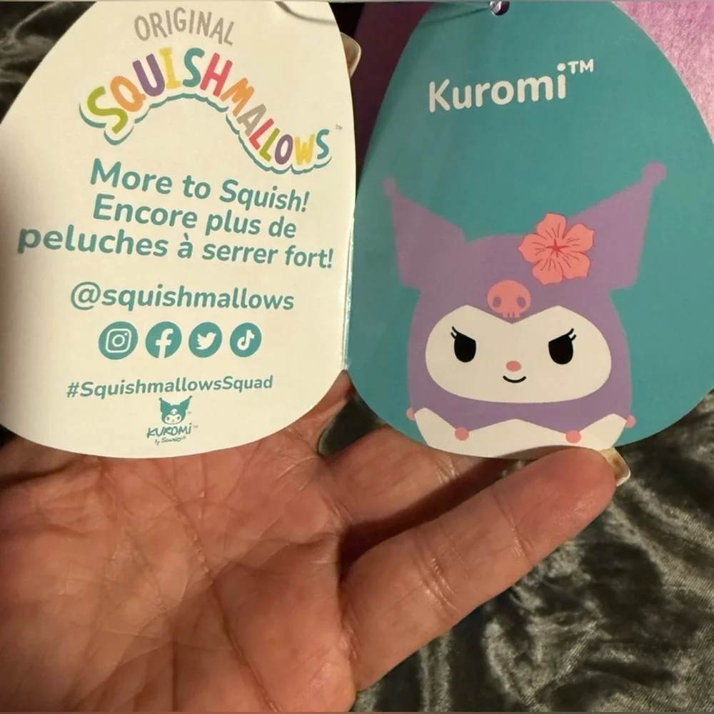 Kuromi By Sanrio Squishmallow Plush Toy, NWT, Purple and White Plush. 8”. - Picture 4 of 7